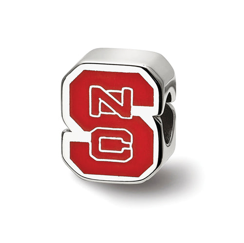 SS North Carolina State U Enameled Logo Bead
