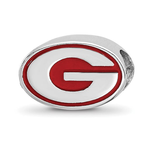 Sterling Silver Rhodium-plated LogoArt University of Georgia Letter G Enameled Logo Bead