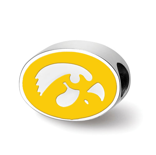 SS The University of Iowa Enameled 1-sided Bead