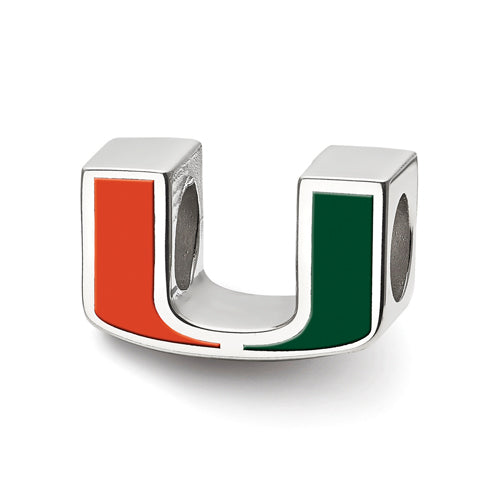 SS University of Miami U Enameled Logo Bead