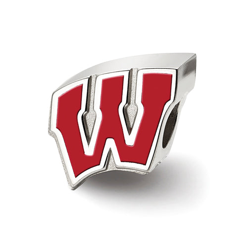SS University of Wisconsin W Enameled Logo Bead