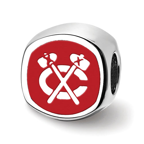 SS Chicago Blackhawks Blackhawk Head Cushion shaped double logo bead