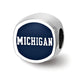 Sterling Silver University Of Michigan Cushion Shaped Enameled Bead
