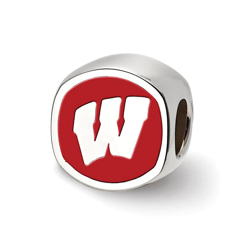 SS University of Wisconsin Cushion Shaped  Logo Bead