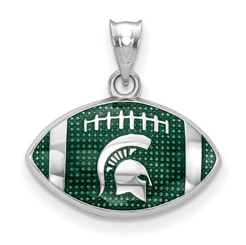 SS Michigan State Univ. Spartan Enameled Football Pendant