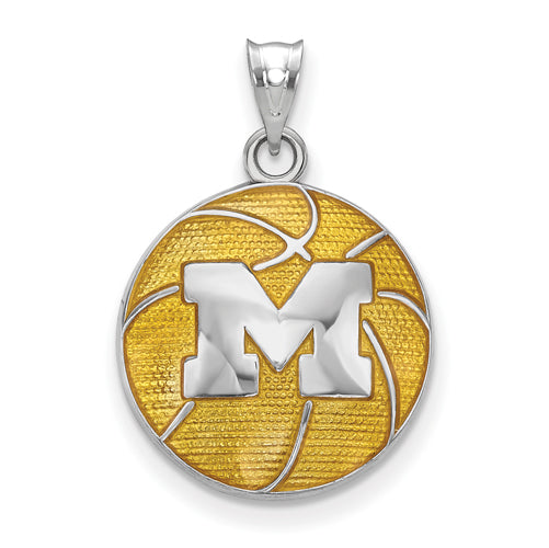 SS University of Michigan Enameled Basketball Pendant