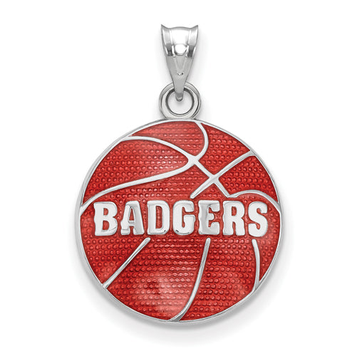 SS Univ. of Wisconsin Badgers Enameled Basketball Pendant