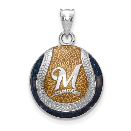 SS Milwaukee Brewers Enameled Baseball Pendant