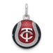 Sterling Silver Rhodium-plated MLB LogoArt Minnesota Twins T-C Enameled Baseball Charm