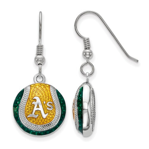 SS Oakland Athletics Enameled Baseball Dangle Earrings