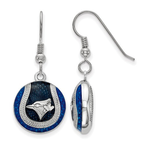 SS Toronto Blue Jays Enameled Baseball Dangle Earrings