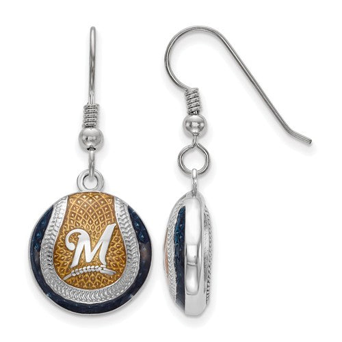 SS Milwaukee Brewers Domed Enameled Baseball Earrings