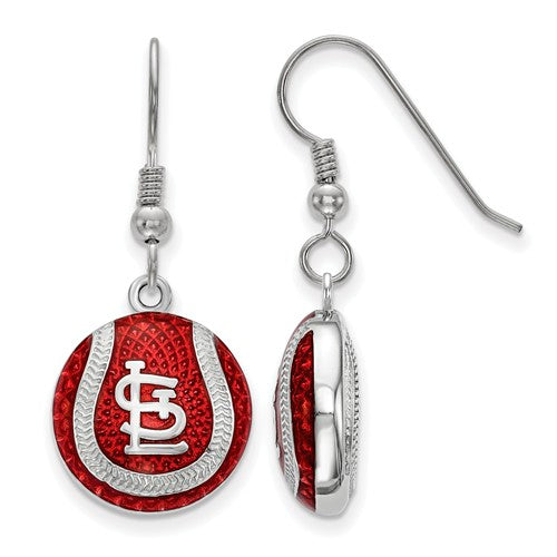 SS St. Louis Cardinals Enameled Baseball Dangle Earrings