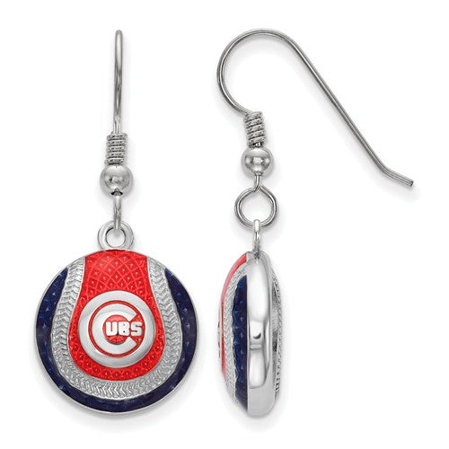 SS Chicago Cubs Domed Enameled Baseball Earrings