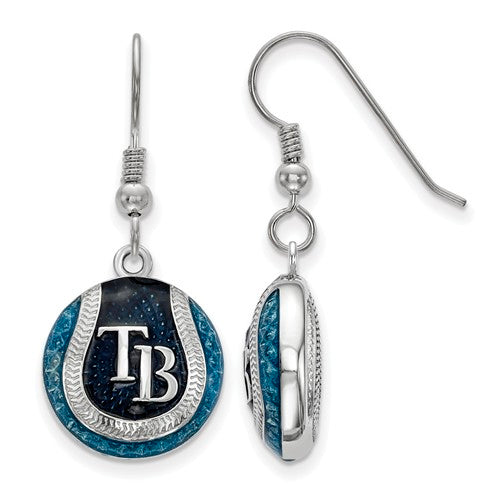 SS Tampa Bay Rays Enameled Baseball Dangle Earrings