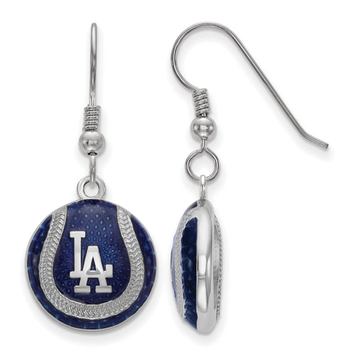  SS MLB Los Angeles Dodgers L-A Baseball Enameled Dangle Earrings