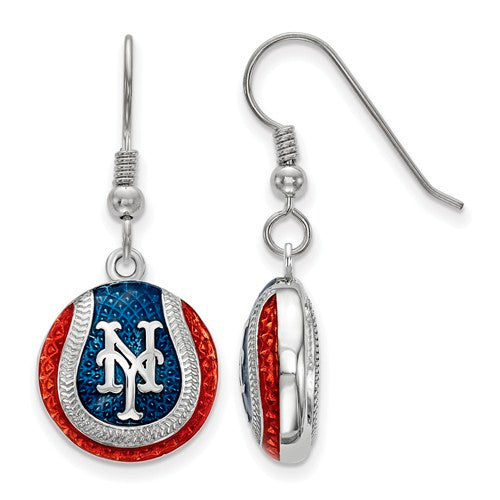 SS New York Mets Enameled Baseball Dangle Earrings