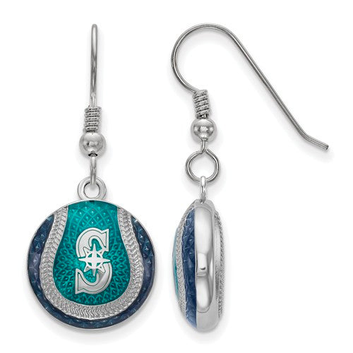 SS Seattle Mariners Domed Enameled Baseball Earrings