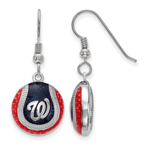 SS Washington Nationals W Domed Enameled Baseball Earrings