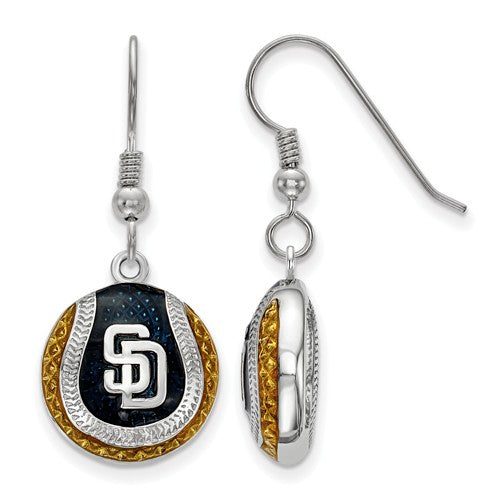 SS San Diego Padres Enameled Baseball Dangle Earrings