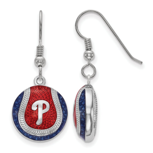  SS MLB Philadelphia Phillies Letter P Baseball Enameled Dangle Earrings