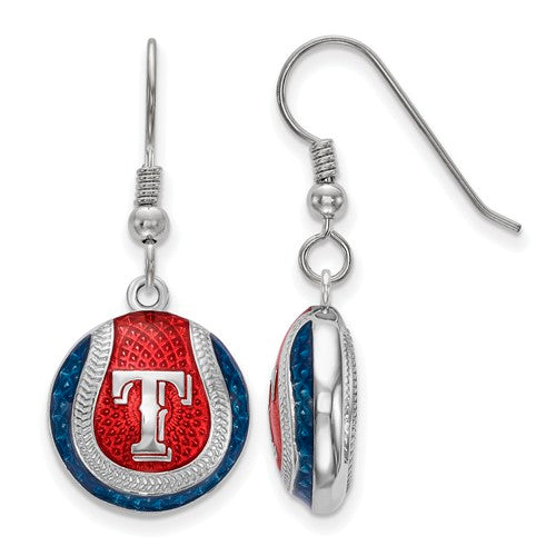 SS Texas Rangers T Domed Enameled Baseball Earrings