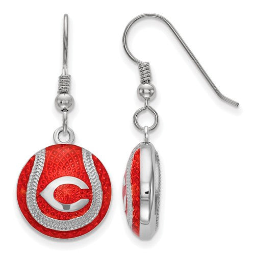 SS Cincinnati Reds Domed Enameled Baseball Earrings