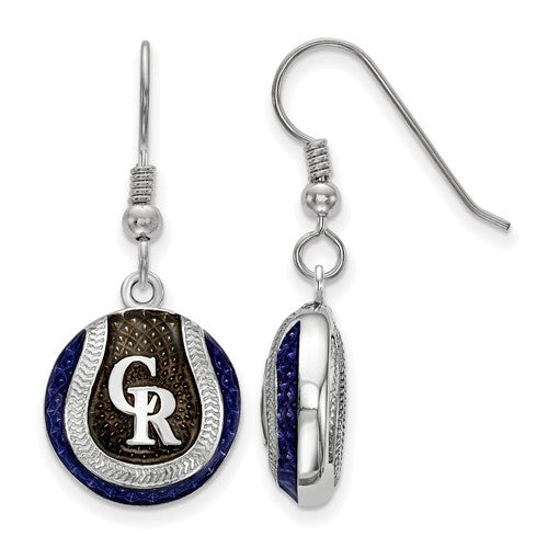 SS Colorado Rockies Enameled Baseball Dangle Earrings
