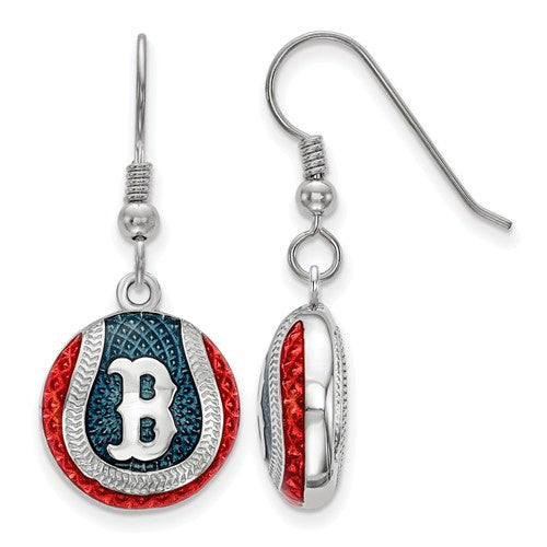 SS Boston Red Sox Enameled Baseball Dangle Earrings