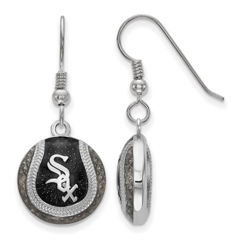 SS Chicago White Sox Domed Enameled Baseball Earrings