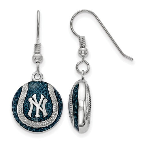 SS New York Yankees Enameled Baseball Dangle Earrings