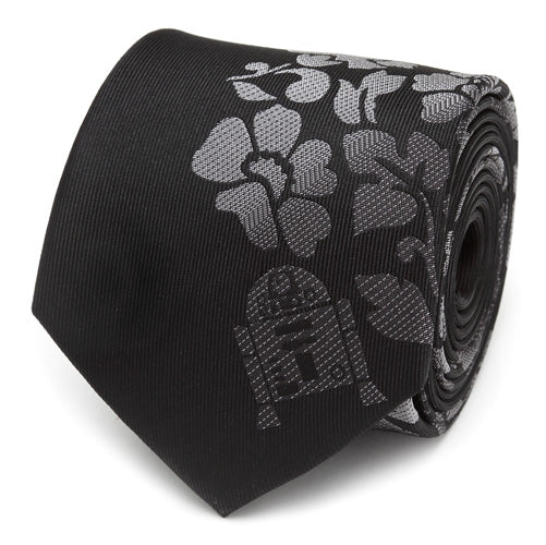 R2D2 Floral Black Men's Tie
