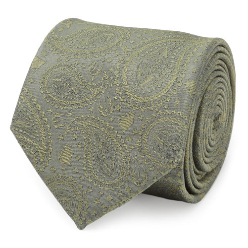 Yoda Paisley Sage Green Silk Men's Tie