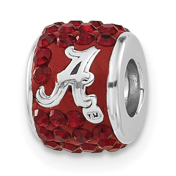 Silver Collegiate University of Alabama Red Crystal Bead