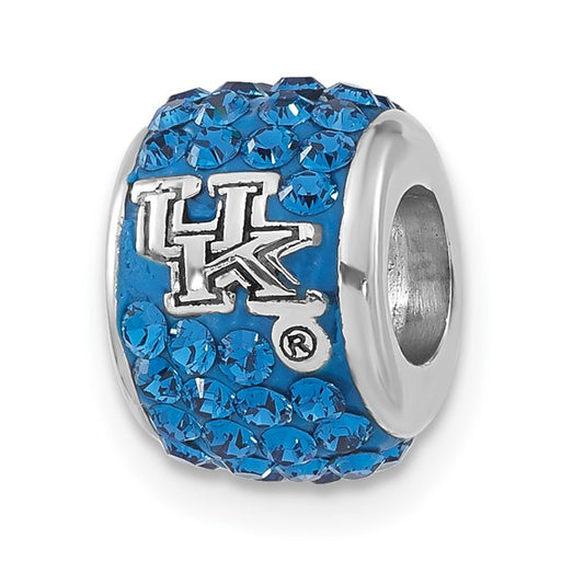 Sterling Silver University of Kentucky Polished Blue Crystal Bead Charm