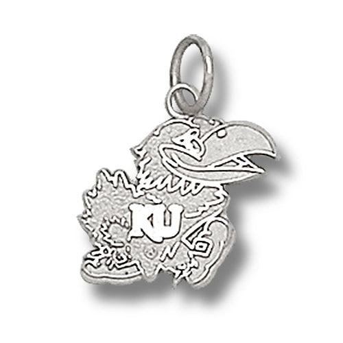 University of Kansas JAYHAWK Small Silver Pendant