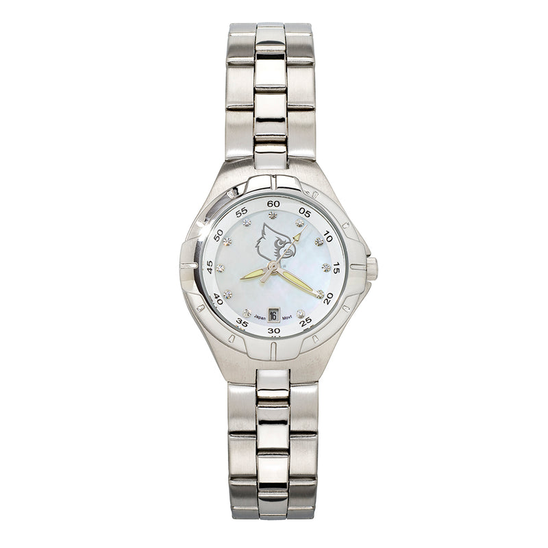 Univ Of Louisville Card Head Pearl Woman's Bracelet Watch MO