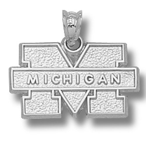 University of Michigan BLOCK M MICHIGAN Silver Pendant