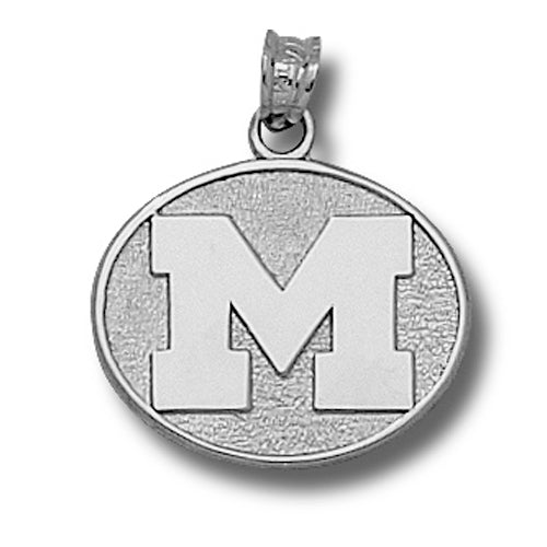 University of Michigan M POLISHED OVAL Silver Pendant