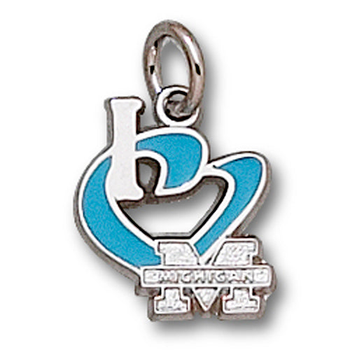 University of Michigan I HEART M MICHIGAN Silver Pendant