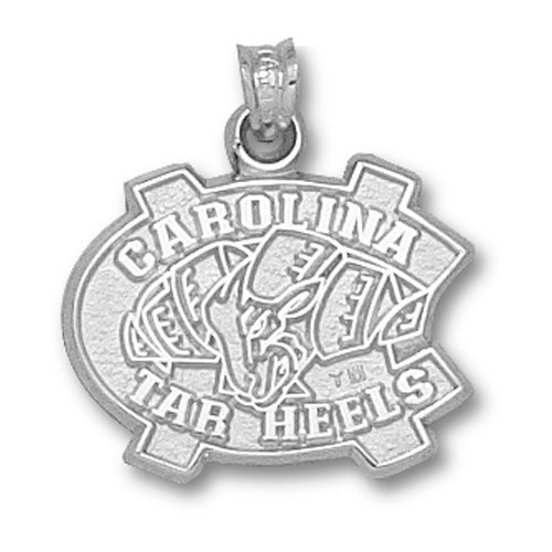University of North Carolina NC with RAMS HEAD Silver Pendant