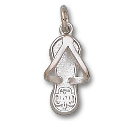 University of Notre Dame Shamrock Flip Flop Silver Pendant
