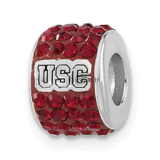 Sterling Silver Univ of Southern California Red Crystal Bead Charm