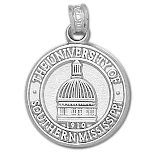 University of Southern Mississippi Dome Seal Silver Pendant