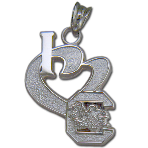 University of South Carolina I HEART C GAMECOCK Silver Pendant