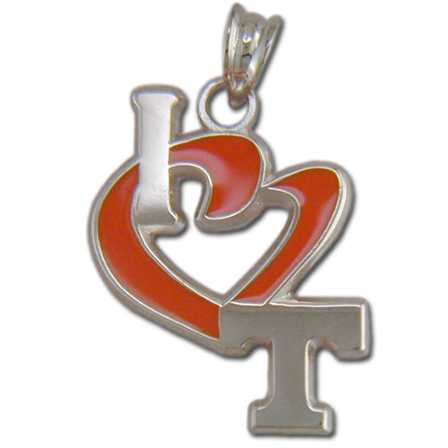 University of Tennessee I HEART T with ENAMEL Silver Pendant
