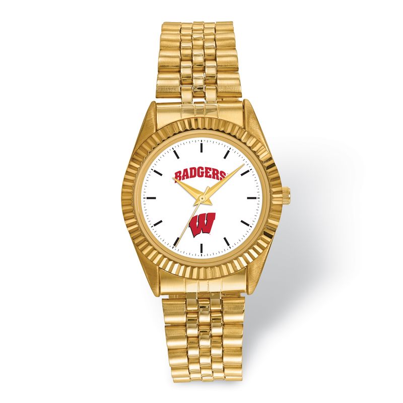 LogoArt University Of Wisconsin Pro Gold-tone Gents Watch
