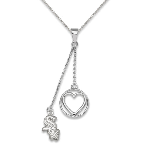 S/S CHICAGO WHITE SOX LOGO CHARM 1/2 BELOVED HEART NECKLACE