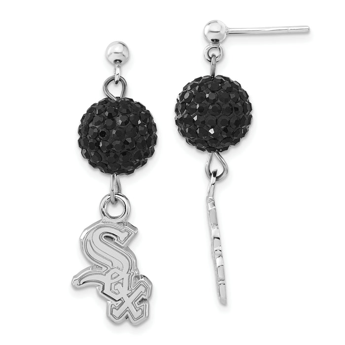 SSMLB Chicago White Sox Black Crystal Post Dangle Earrings