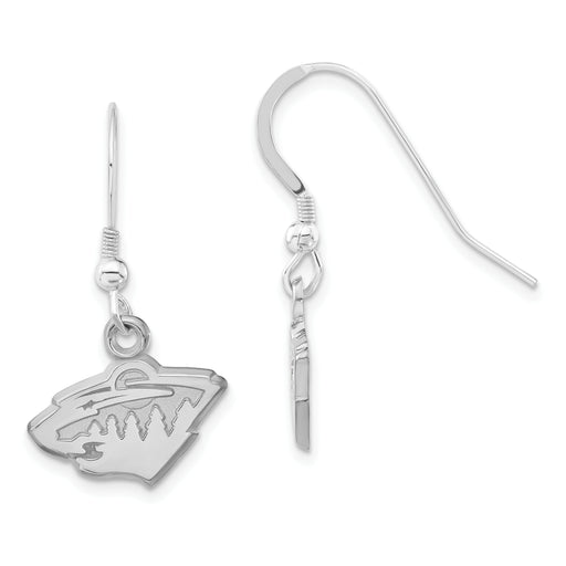 Sterling Silver NHL Minnesota Wild Polished Logo Dangle Earrings